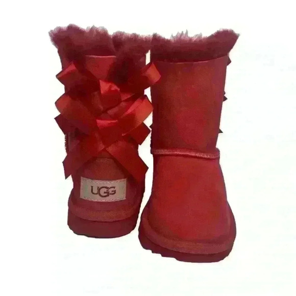 New UGG Toddler size 6 Samba Red Bailey Bow II boots - Picture 5 of 9